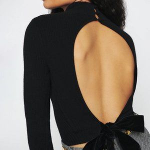 Reformation Osteria Open Back Sweater Black, S